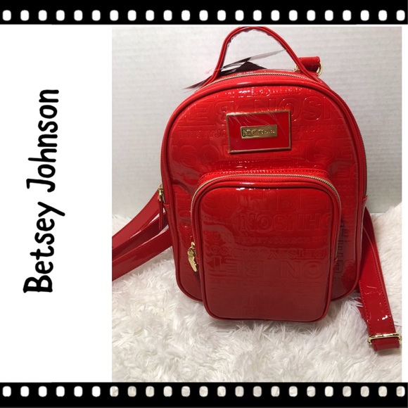 Betsey Johnson Handbags - Red mini patent Betsey Johnson Backpack Valentine